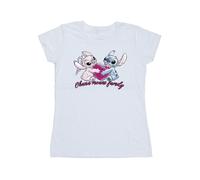 Disney - "Lilo And Stitch Ohana Heart With Angel" T-Shirt für Damen (Weiß) 2XL