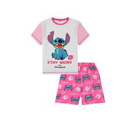 Disney Lilo and Stitch Stay Weird Damen Pyjama Lang Rosa Weiß Gr. 44/46 DE, rose