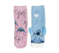 Disney Lilo & Stitch 3D ABS Kuschelsocken für Mädchen - Flauschige Kinder Wintersocken Stoppersocken antirutsch Socken Rosa/Blau (2er Pack) (DE/NL/SE/PL, Numerisch, 27, 30, Regular, Rosa/Blau)