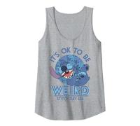 Disney Lilo & Stitch 626 Stitch Day It's OK To Be Weird Tank Top, Damen, Grau Meliert, XXL