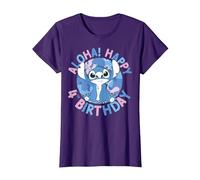 Disney Lilo & Stitch Aloha Happy 4th Birthday T-Shirt, Damen, Violett, M