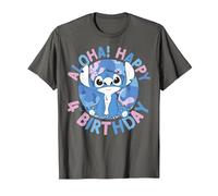 Disney Lilo & Stitch Aloha Happy 4th Birthday T-Shirt, Herren, Anthrazit, 5XL