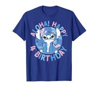 Disney Lilo & Stitch Aloha Happy 4th Birthday T-Shirt, Herren, Königsblau, S