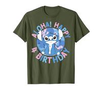 Disney Lilo & Stitch Aloha Happy 4th Birthday T-Shirt, Herren, Olivgrün, S