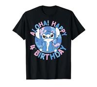 Disney Lilo & Stitch Aloha Happy 4th Birthday T-Shirt, Herren, Schwarz, 3XL