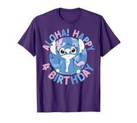Disney Lilo & Stitch Aloha Happy 4th Birthday T-Shirt, Herren, Violett, XL