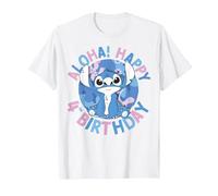 Disney Lilo & Stitch Aloha Happy 4th Birthday T-Shirt, Herren, Weiß, 5XL