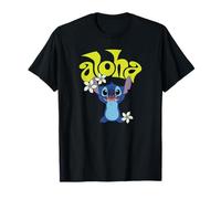 Disney Lilo & Stitch Aloha Happy Hawaiian Style Floral Logo T-Shirt