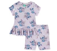 Disney Lilo & Stitch Baby Mädchen Geripptes Top und Shorts Set für Neugeborene und Kleinkinder, Purpur, 3 Monate