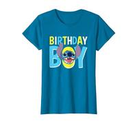 Disney Lilo & Stitch Birthday Boy Blue Stitch Logo & Icon T-Shirt, Damen, Saphir, S