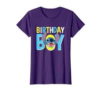 Disney Lilo & Stitch Birthday Boy Blue Stitch Logo & Icon T-Shirt, Damen, Violett, S
