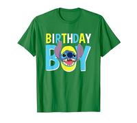 Disney Lilo & Stitch Birthday Boy Blue Stitch Logo & Icon T-Shirt, Herren, Dunkelgrün, S
