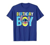 Disney Lilo & Stitch Birthday Boy Blue Stitch Logo & Icon T-Shirt, Herren, Königsblau, S