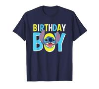 Disney Lilo & Stitch Birthday Boy Blue Stitch Logo & Icon T-Shirt, Herren, Marineblau, S