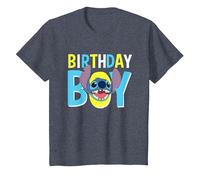 Disney Lilo & Stitch Birthday Boy Blue Stitch Logo & Icon T-Shirt, Kinder, Blau Meliert, 104