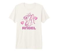 Disney Lilo & Stitch Cute Angel Of Hearts Artline Chest Logo Premium T-Shirt