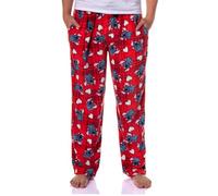Disney Lilo & Stitch Fleece-Schlafhose für Erwachsene mit Lovestruck-Herzen, für Damen und Herren, rot, L