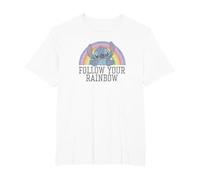 Disney Lilo & Stitch Follow Your Rainbow T-Shirt, Herren Große Größen, Weiß, 2X Tall