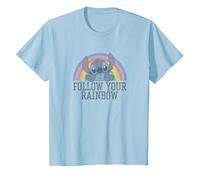 Disney Lilo & Stitch Follow Your Rainbow T-Shirt, Kinder, Himmelblau, 152