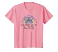 Disney Lilo & Stitch Follow Your Rainbow T-Shirt, Kinder, Rosa, 152
