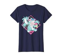 Disney Lilo & Stitch Ice Cream Retro 90s Beach T-Shirt, Damen, Marineblau, 3XL