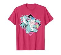 Disney Lilo & Stitch Ice Cream Retro 90s Beach T-Shirt, Herren, Rot Meliert, M