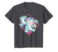Disney Lilo & Stitch Ice Cream Retro 90s Beach T-Shirt, Kinder, Anthrazit Meliert, 104