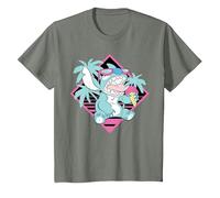 Disney Lilo & Stitch Ice Cream Retro 90s Beach T-Shirt, Kinder, Heidekraut/Armeegrün, 128