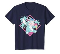 Disney Lilo & Stitch Ice Cream Retro 90s Beach T-Shirt, Kinder, Marineblau, 98