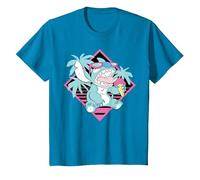 Disney Lilo & Stitch Ice Cream Retro 90s Beach T-Shirt, Kinder, Saphir, 128