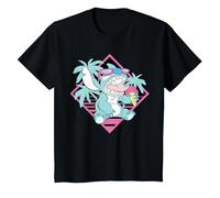 Disney Lilo & Stitch Ice Cream Retro 90s Beach T-Shirt, Kinder, Schwarz, 128