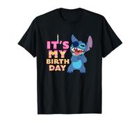 Disney Lilo & Stitch It's My Birthday Happy Retro Text Stack T-Shirt