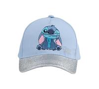 Disney Lilo & Stitch Kappe für Mädchen und Jungen - Glitzerschirm Kinder Cap Basecap Baseballkappe verstellbar Blau 52cm