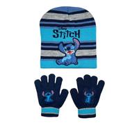 Disney Lilo & Stitch Kinder Winterset - Mütze & Handschuhe Gr. 54 - Warmes 2-tlg Set für Jungen & Mädchen - Polyacryl - In Blau oder Grau, Farbe: Blau, Größe: 54