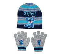 Disney Lilo & Stitch Kinder Winterset - Mütze & Handschuhe Gr. 54 - Warmes 2-tlg Set für Jungen & Mädchen - Polyacryl - In Blau oder Grau, Farbe: Grau, Größe: 54