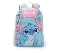 Disney Lilo & Stitch Kinderrucksack, hellblau | Schulrucksack mit Reißverschluss, gepolsterten Trägern und Vordertasche | Rucksack mit Stitch-Motiv Fanartikel