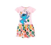 Disney Lilo & Stitch Kleid für Mädchen, Pastelfarben Kleid, Glitzer-Obst Muster, Größen 98-128 Kurzarm Sommerkleid für Alltag, Geburtstag und Freizeit (DE/NL/SE/PL, Numerisch, 98, Regular, Rosa)
