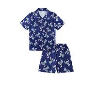 Disney Lilo & Stitch Kurzer Satin-Schlafanzug-Set für Mädchen, Sommer, zweiteiliger Schlafanzug, Seidensatin, Größen 6-12 Jahre, blau, 10-11 Years