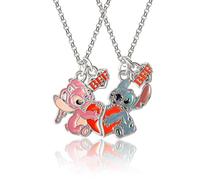 Disney Lilo & Stitch Mädchen BFF Halsketten-Set mit 2 - Halsketten für beste Freundinnen mit BFF & Stitch Charm - offiziell lizenziert, Kein Edelstein