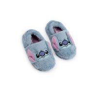 Disney Lilo & Stitch Mädchen Blau Slip On Loafer Hausschuhe | Flauschige Charakter Gesicht Indoor Lounging Schuhe Stitch Merchandise
