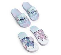Disney Lilo & Stitch Mädchen-Sandalen, mehrfarbig | 2er-Pack Flip Flops mit Stitch-Motiv und Batiksohle | Strandschuhe für Kinder Fanartikel