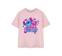 Disney Lilo & Stitch Mädchen T-Shirt | Kinder lieben Kurzarm-Grafik-T-Shirt in Rosa | Niedliche Zeichentrickfigur Kleidung Engel Alien | Bequemes Baumwolltop für Kinder und Jugendliche | Film