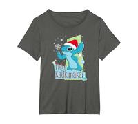 Disney Lilo & Stitch Mele Kalikimaka Holiday T-Shirt, Damen Große Größen, Anthrazit, 4X