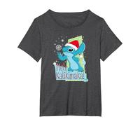 Disney Lilo & Stitch Mele Kalikimaka Holiday T-Shirt, Damen Große Größen, Anthrazit Meliert, 3X
