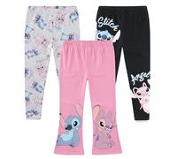 Disney Lilo & Stitch, Minnie Mouse, Frozen Princess Mädchen-Legging-Set, für kleine Kinder bis große Kinder, 3er-Pack, Lilo and Stitch - Grau/Schwarz/Rosa, 4