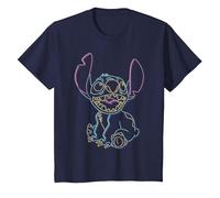 Disney Lilo & Stitch Neon Outline Portrait T-Shirt, Kinder, Marineblau, 98