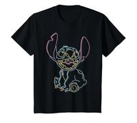 Disney Lilo & Stitch Neon Outline Portrait T-Shirt, Kinder, Schwarz, 92