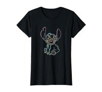Disney Lilo & Stitch Neon Sign Outline T-Shirt, Damen, Schwarz, S