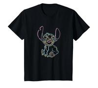 Disney Lilo & Stitch Neon Sign Outline T-Shirt, Kinder, Schwarz, 128