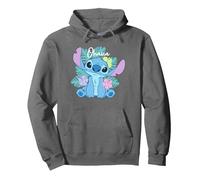 Disney Lilo & Stitch Ohana Adorable Pose Floral Logo Pullover Hoodie, Unisex für Erwachsene, Anthrazit, M